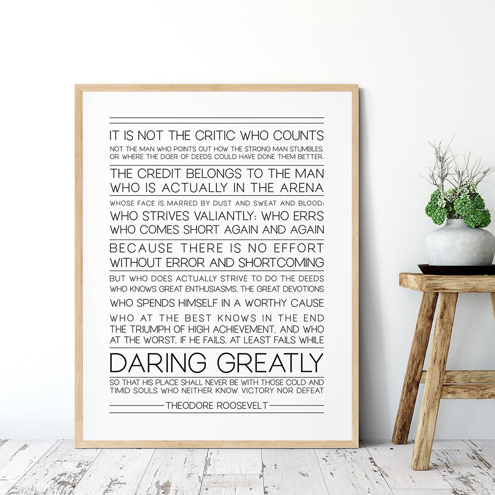 Motivational Inspirational Quotes Office Decor Dorm Daring Greatly Quotes  Posters and Prints The Man in the Arena Home Decor Lazada PH
