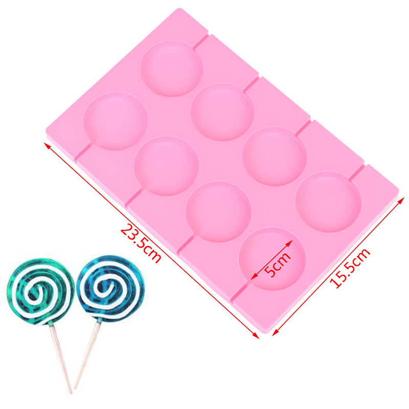 8 Holes Silicone Mold Big Round Lollipop Mold Cake Decorating Tools Kitchen Tool
