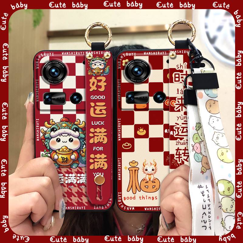 Wristband ring Phone Case For ZTE Nubia Z70 Ultra Kickstand Wrist Strap Dirt-resistant Anti-knock Durable Cartoon Cute. 
