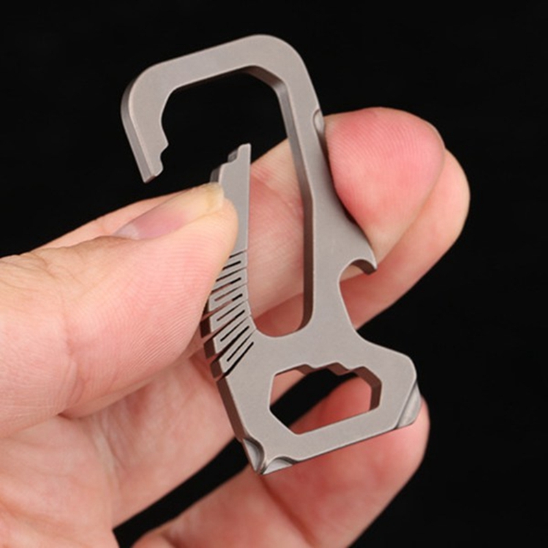 Multifunctional Mini Titanium Buckle Key Ring Car Buckle Outdoor Buckle Tool Simple Key Storage Bottle Opener Silver