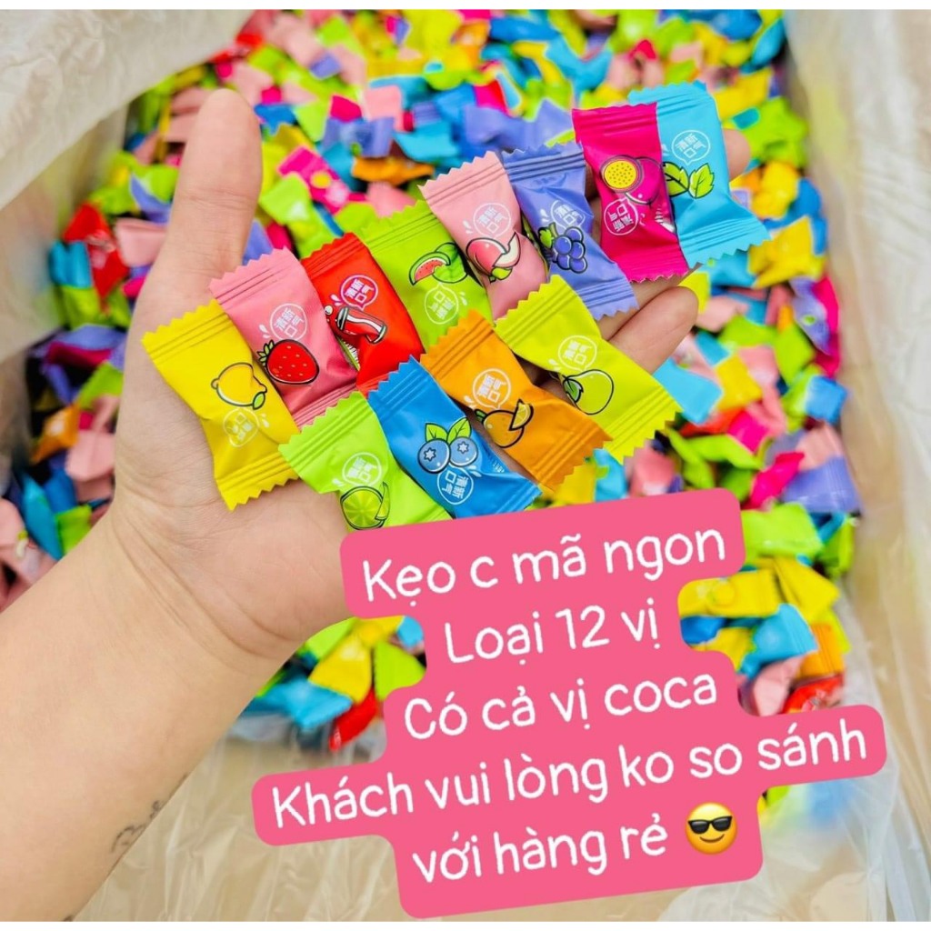 Set 1000gr kẹo ngậm lạnh trái cây loại 1 đủ 12 vị