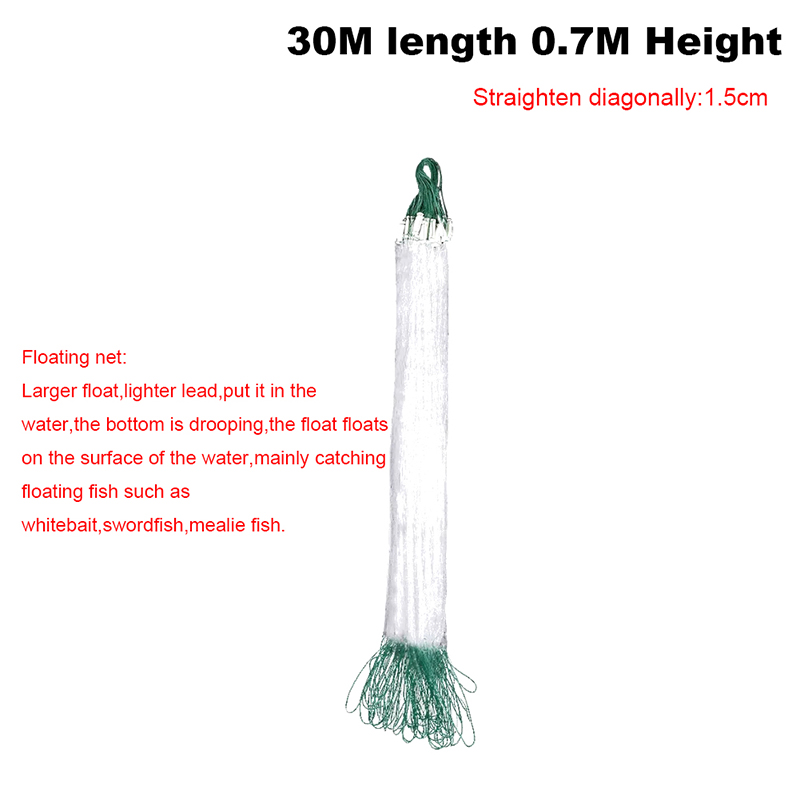 8/15/20/30M Fishing Net Nylon Fish Network Monofilament Fishing Net Float Trap Single Mesh Netting Tackle Tool Accessories Junna. 