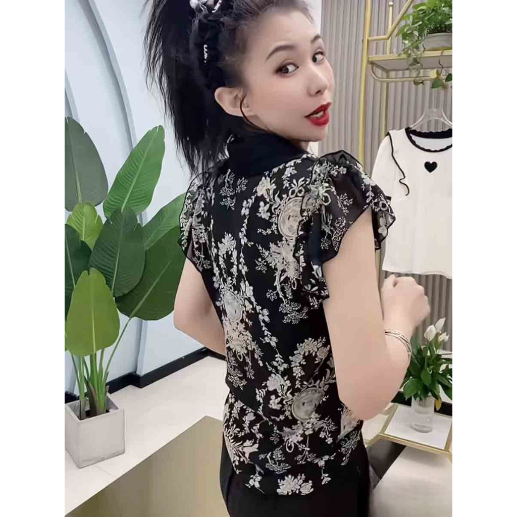 (50-90 KG) ÁO SƠ MI ĐEN IN BÔNG, CHẤT LỤA MÁT, THOẢI MÁI, FORM DÁNG DỄ MẶC THOẢI MÁI