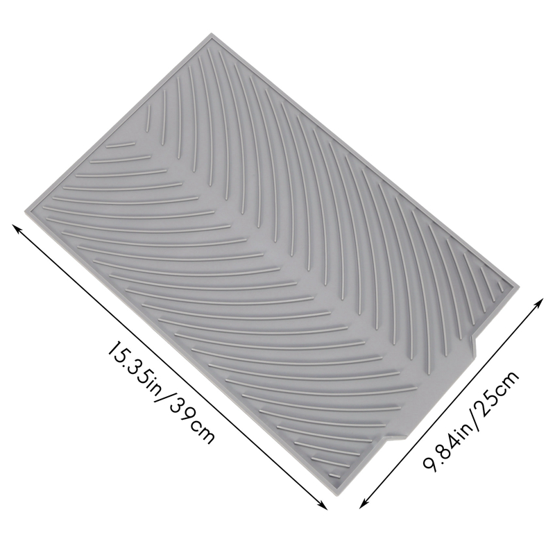 Silicone Dish Drying Mat Flume Folding Draining Mat,Rectangle Drain Mat Drying Dishes Pad Heat Resistant Non- Tray