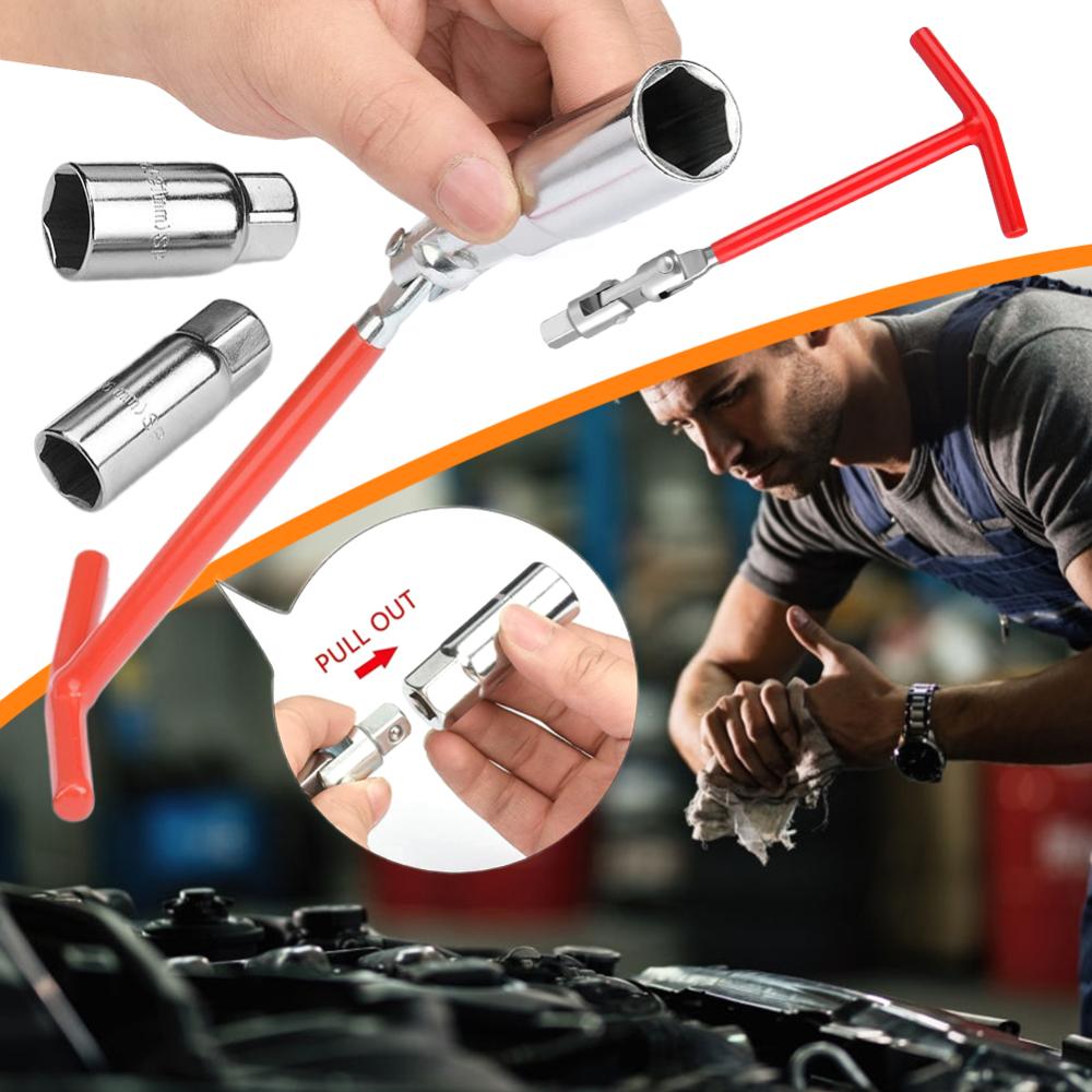 Spanner Plug Socket T-Bar Spark Plug Spanner Wrench 16mm 18mm Sockets T Bar Flexible ...