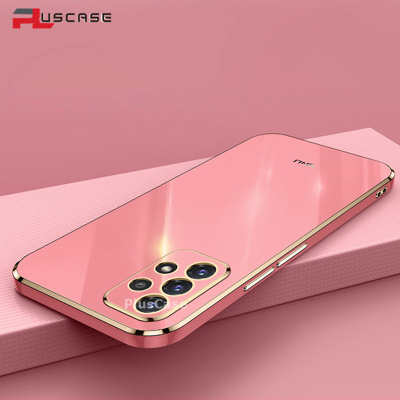 PlusCase for Samsung Galaxy A53 5G 6D Plating Soft Case Lens Protector Square Frame Silicone Glossy Shockproof Phone Back Cover