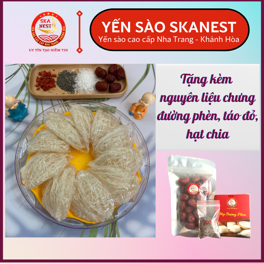 100gr Yến Sào Tinh Chế Kéo Nhiều Sợi Dài - Yến sào SKANEST Khánh Hòa - Tặng kèm nguyên liệu chưng - Bổ dưỡng cho sức khỏe - Tăng cường sức đề kháng và hệ miễn dịch