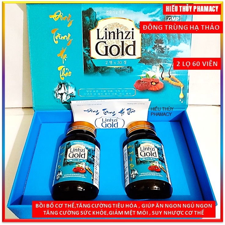 Viên Uống Đông Trùng Hạ Thảo Linhzi Gold- Giúp Ăn Ngon, Ngủ Tốt, Bồi Bổ Cơ Thể, Giảm Mệt Mỏi, Chống Lão Hóa,Chống Ung Thư, Kiểm Soát Bệnh Tiểu Đường - Hộp 60  viên