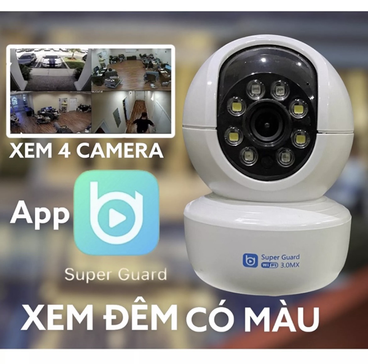 Camera IP Super Guard SP036 Full HD 1080p Wifi Siêu Nét Góc Rộng Xoay 360 thumbnail