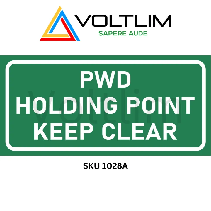 Fire Code PWD Holding Point Keep Clear | Inside Sign Label Sticker 420mm x 200mm Voltlim SKU 1028