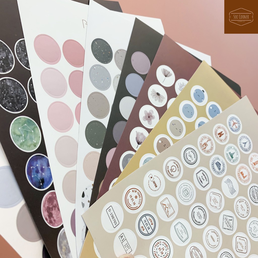 1 TỜ STICKER TRÒN MORANDI ROUND STICKER