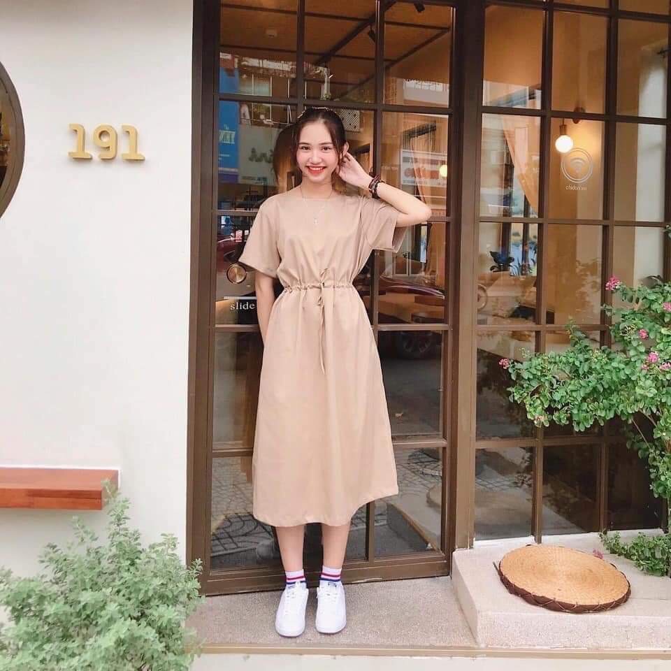 Đầm Suông - Váy Suông Thắt Eo Chất Cotton Co Giãn