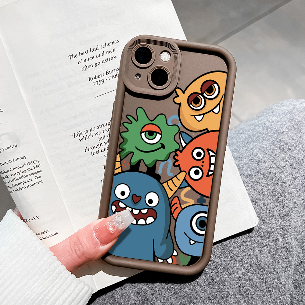 ZCSIBORUI for Samsung A51 Back Cover Small Monster Group Photo Pattern Soft Camera Protection Rubber Square Ladder Phone Case. 