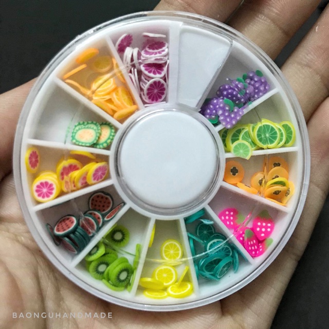 3 gram trái cây đất sét miếng nhỏ trang trí nail, handmade (túi nilong)