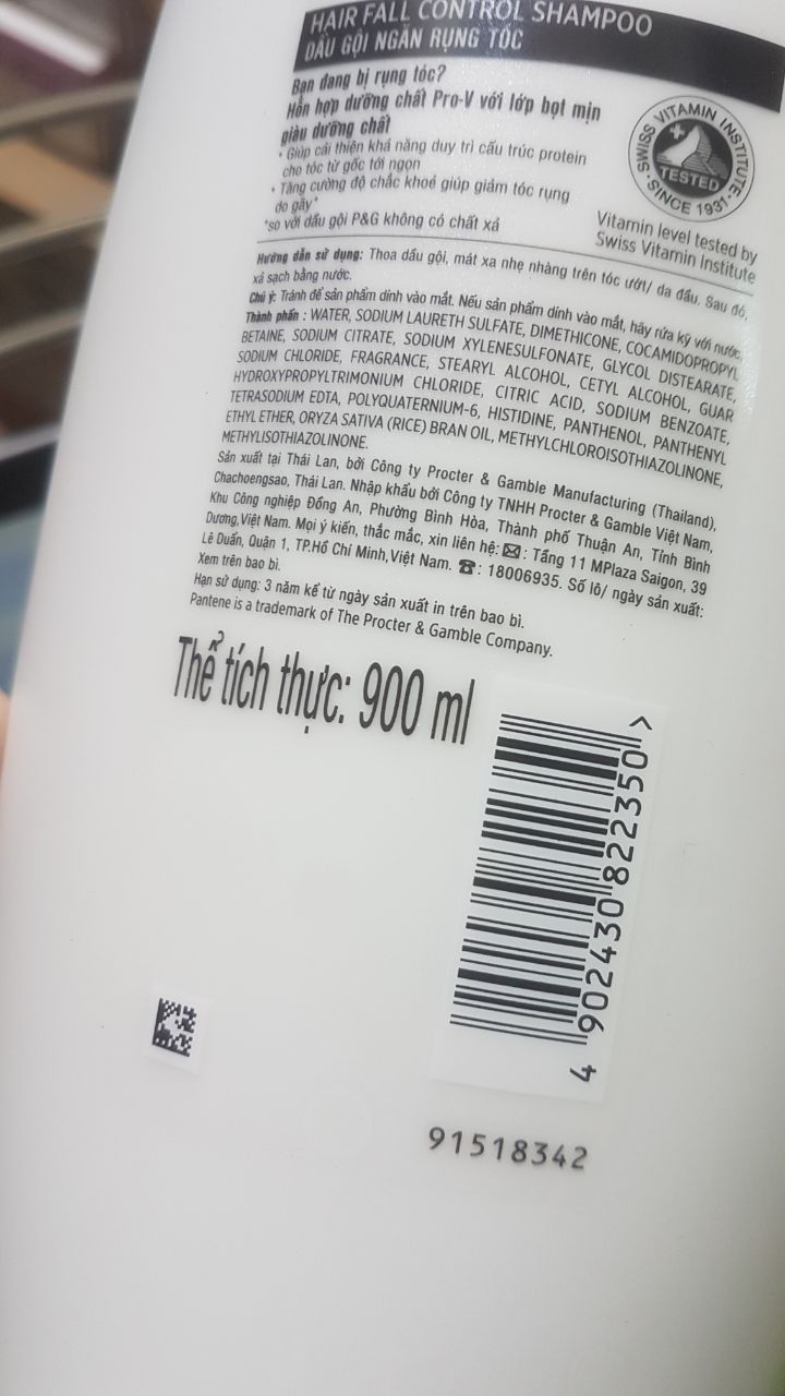 Dầu gội panten ngăn rụng 900ml