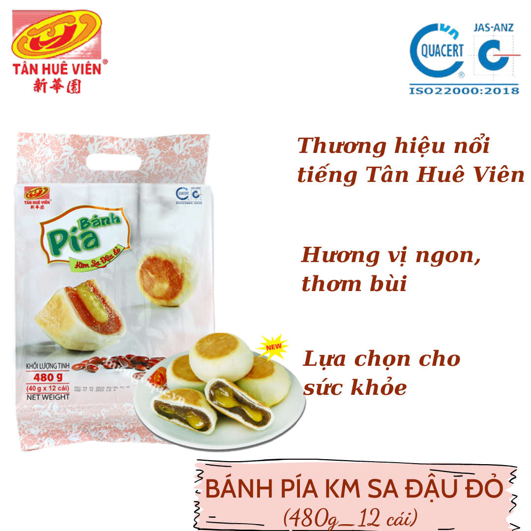BÁNH PÍA KIM SA ĐẬU ĐỎ (480g_12 cái)