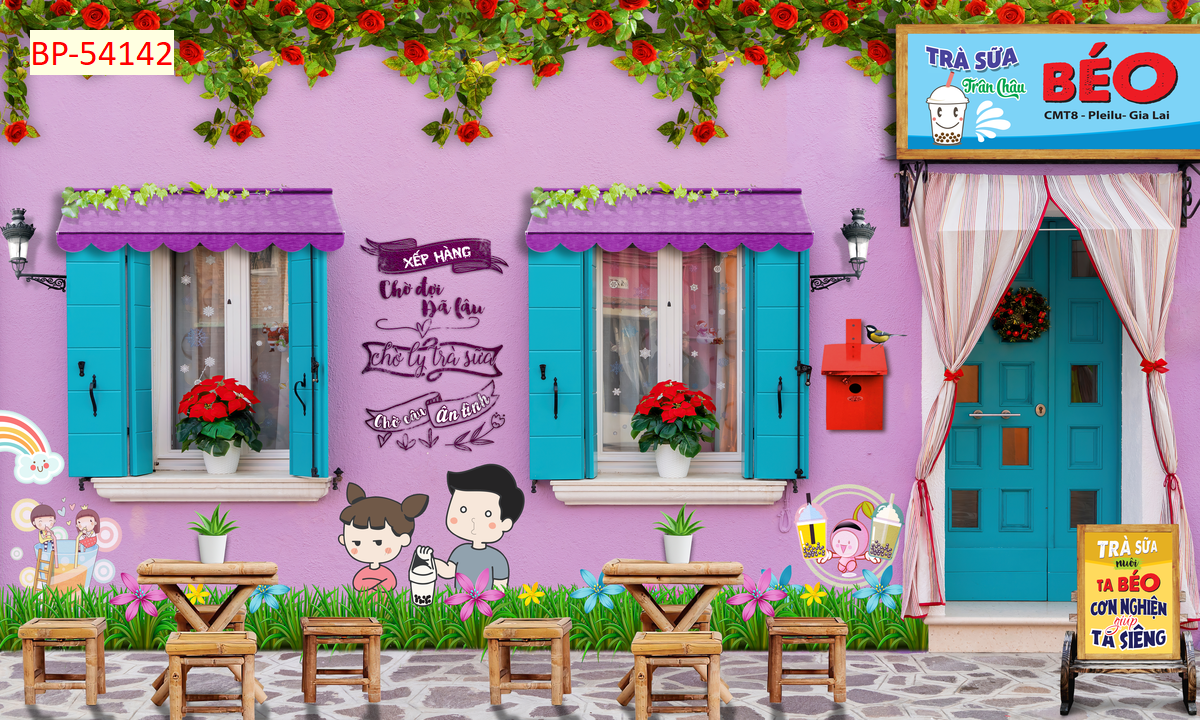 Tranh dán tường vải lụa 3D giành cho Trà chanh in theo kích thước yêu cầu – Không giới hạn kích thước