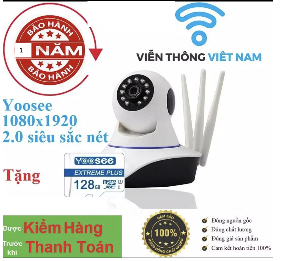 (Tặng Kèm Thẻ Nhớ 128GB ) - CAMERA WIFI - YOOSEE WIFI SIÊU NÉT 2.0 FULL HD 1920 x 1080P