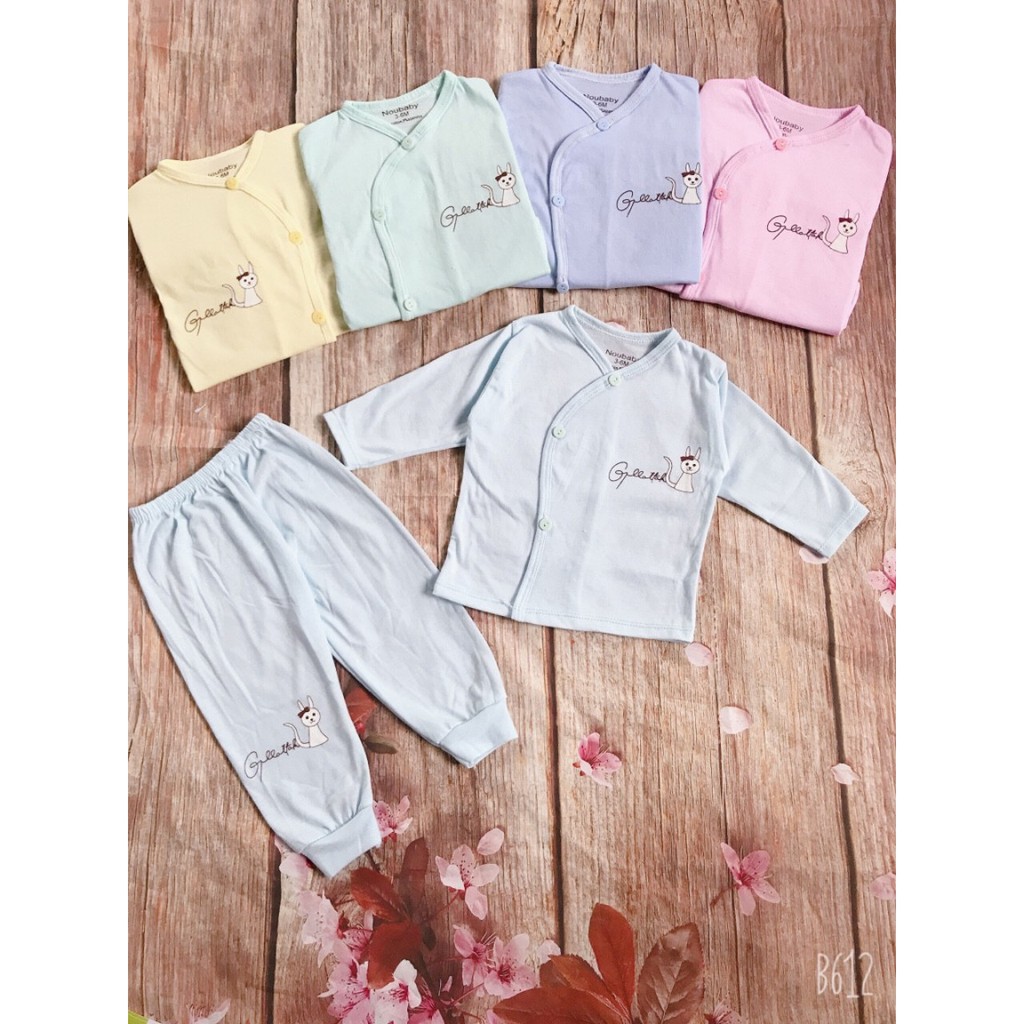 Bộ sơ sinh noubaby cúc lệch, cúc chéo cho bé.