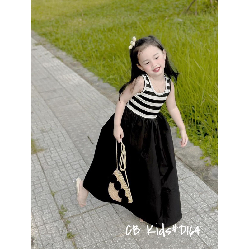 Váy đầm sát nách kẻ ngang D164 cho bé gái