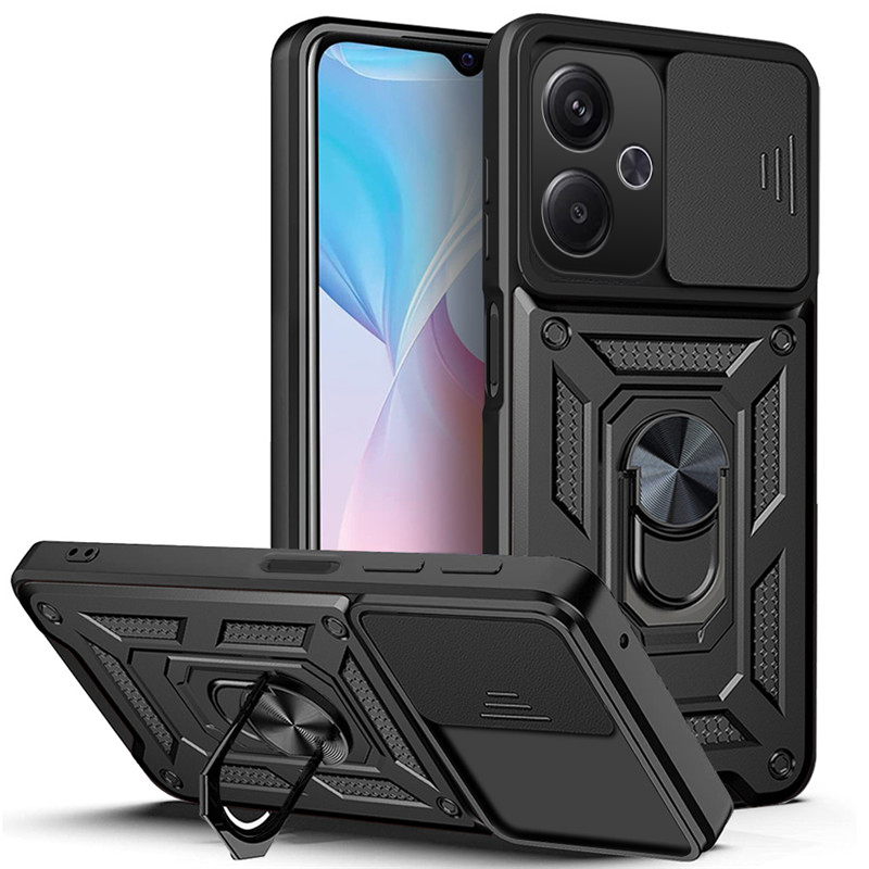 For Xiaomi Poco M6 case Armor Ring Case Cover Car Holder Shockproof Camera Protection For Xiaomi Poco M6 4G Back Cover Phone Cases.