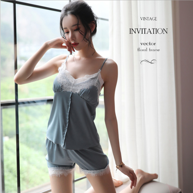 [MẪU MỚI VỀ] Bộ ngủ lụa 2 dây phối ren cao cấp có đệm ngực sẵn