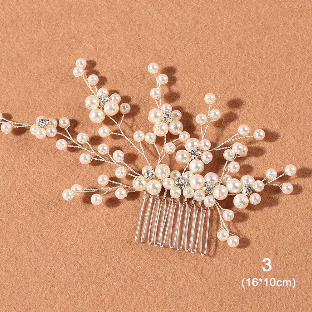 1 pc Headdress Bridal Comb Handmade Pearl Flower Hair Comb Bride Tiara Headpiece Wedding Accessories Bridesmaid Gold Women Hair Jewelry