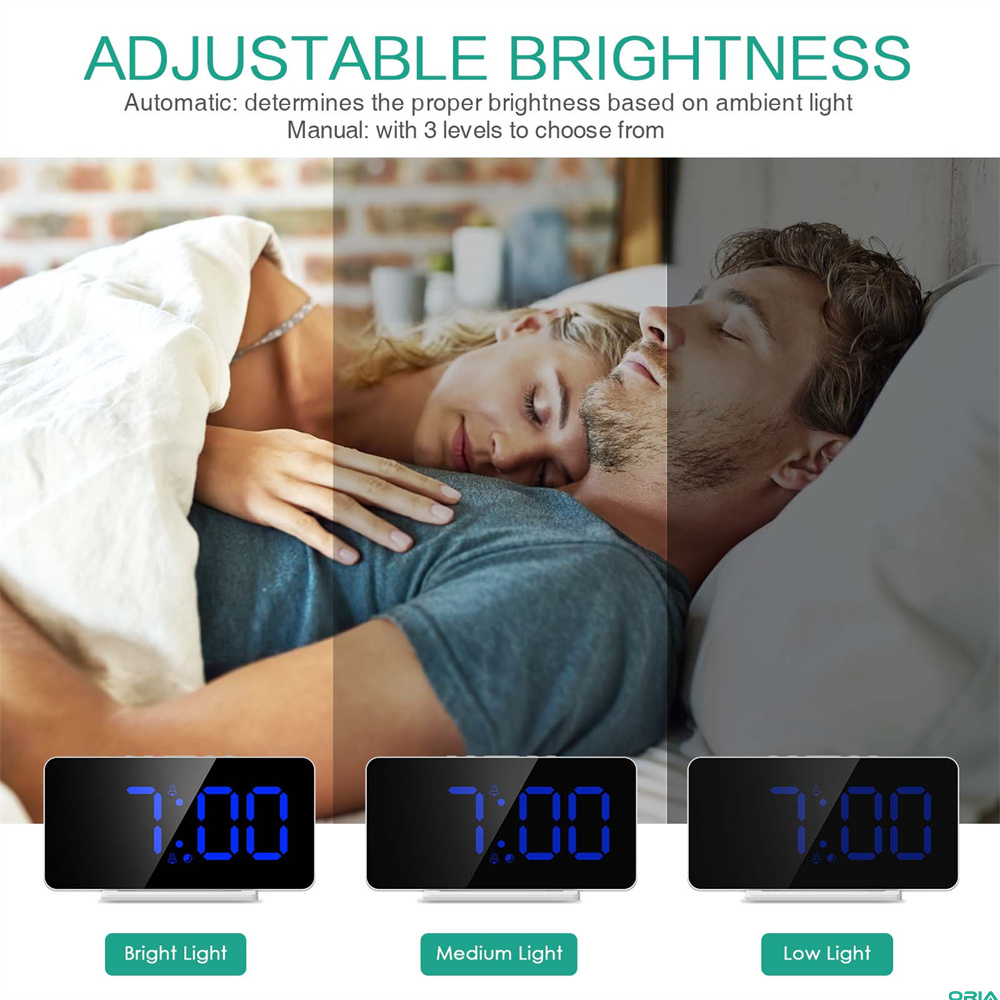 ORIA Đồng Hồ Kỹ Thuật Số 6.5 Inch Đồng Hồ Treo Tường USB Đồng Hồ Báo Thức LED Định Dạng 12/24H Với Chức Năng Báo Lại Độ Sáng Có Thể Điều Chỉnh