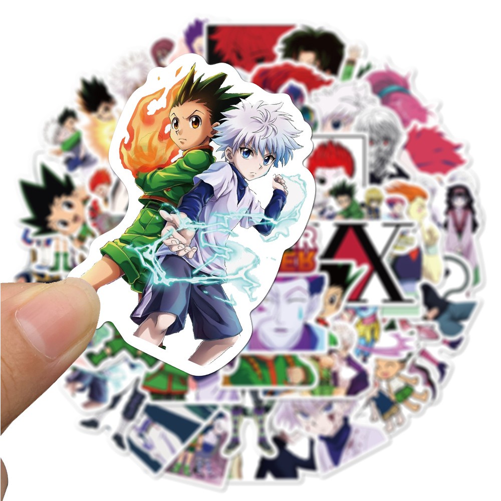 Bộ 50 miếng dán PVC chống nước in hình Hunter x Hunter