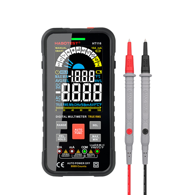 HT116 Digital Multimeter DC AC Current Meter Volmeter Resistance Capacitance Frequency Tester True RMS Temperature Measurement