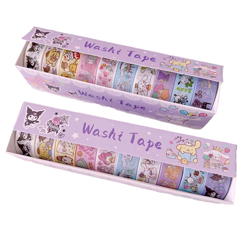 10Pcs%20Sanrio%20Washi%20Tape%20Set%20Adorable%20Kuromi,%20My%20Melody%20&%20Cinnamoroll%20Designs%20-%20Image%204