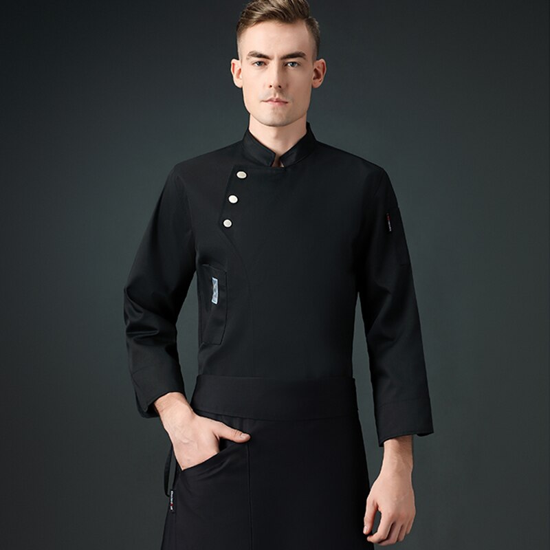 Gray Chef Jacket Long Sleeves Restaurant Uniform Women And Men Kitchen