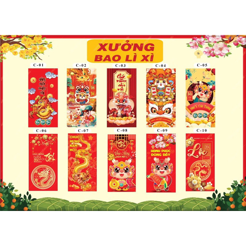 [Giá hủy diệt] Combo 2000 lì xì 2024, bao lì xì tết