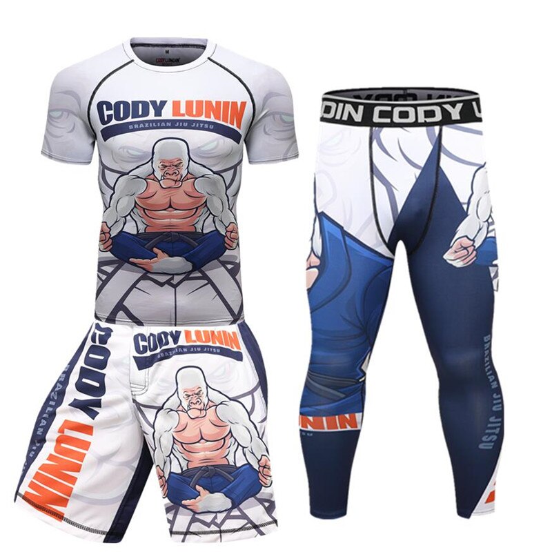 Men Jiu Jitsu Kickboxing Muay Thai Mens Boxing Jerseys BJJ MMA Rashguard Compression T Shirts Sets Running Shirts Leggings Suits
