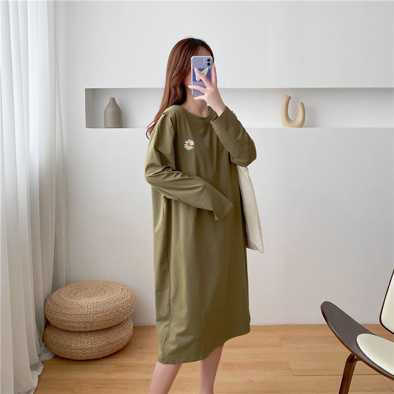Pregnant Women Long Sleeve Nursing Dress Breastfeeding Autumn Clothes Loose For After Childbirth Wear Maternity Nursing Clothes. 