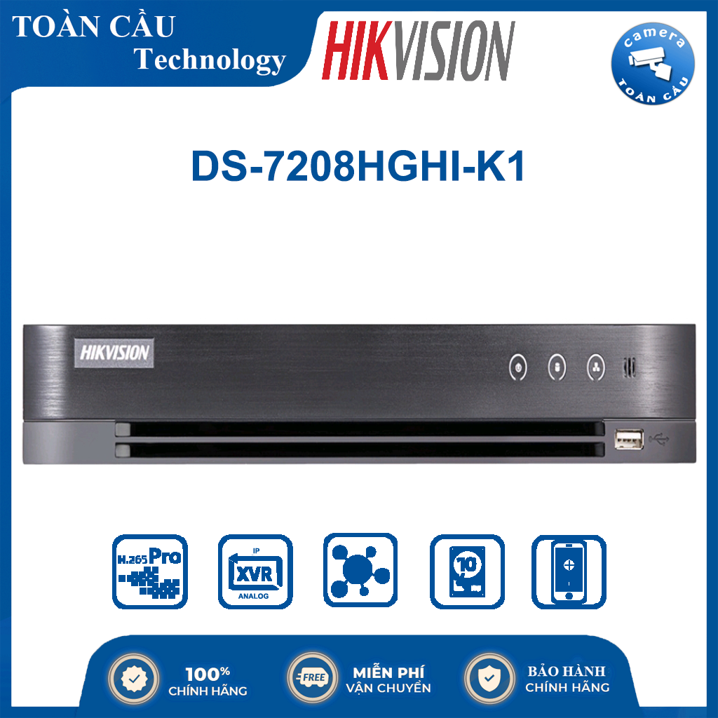 [100% CHÍNH HÃNG]Đầu ghi 8 kênh Hikvision DS-7208HGHI-K1(S) Hỗ trợ truyền tín hiệu Audio qua cáp đồng trục- Camera Toàn Cầu thumbnail
