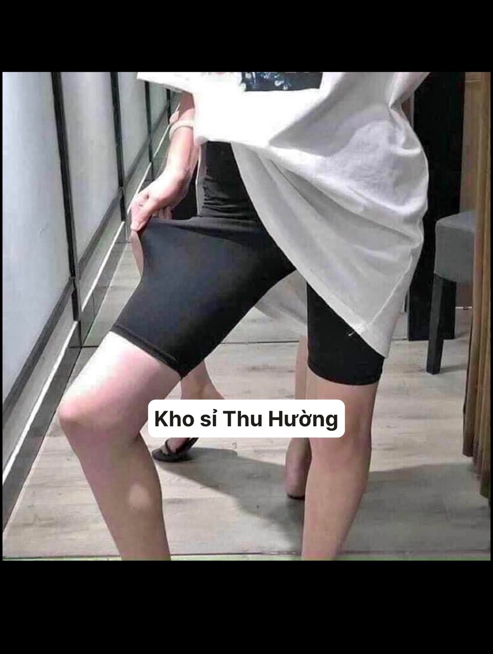 quần legging ngố đen trên gối