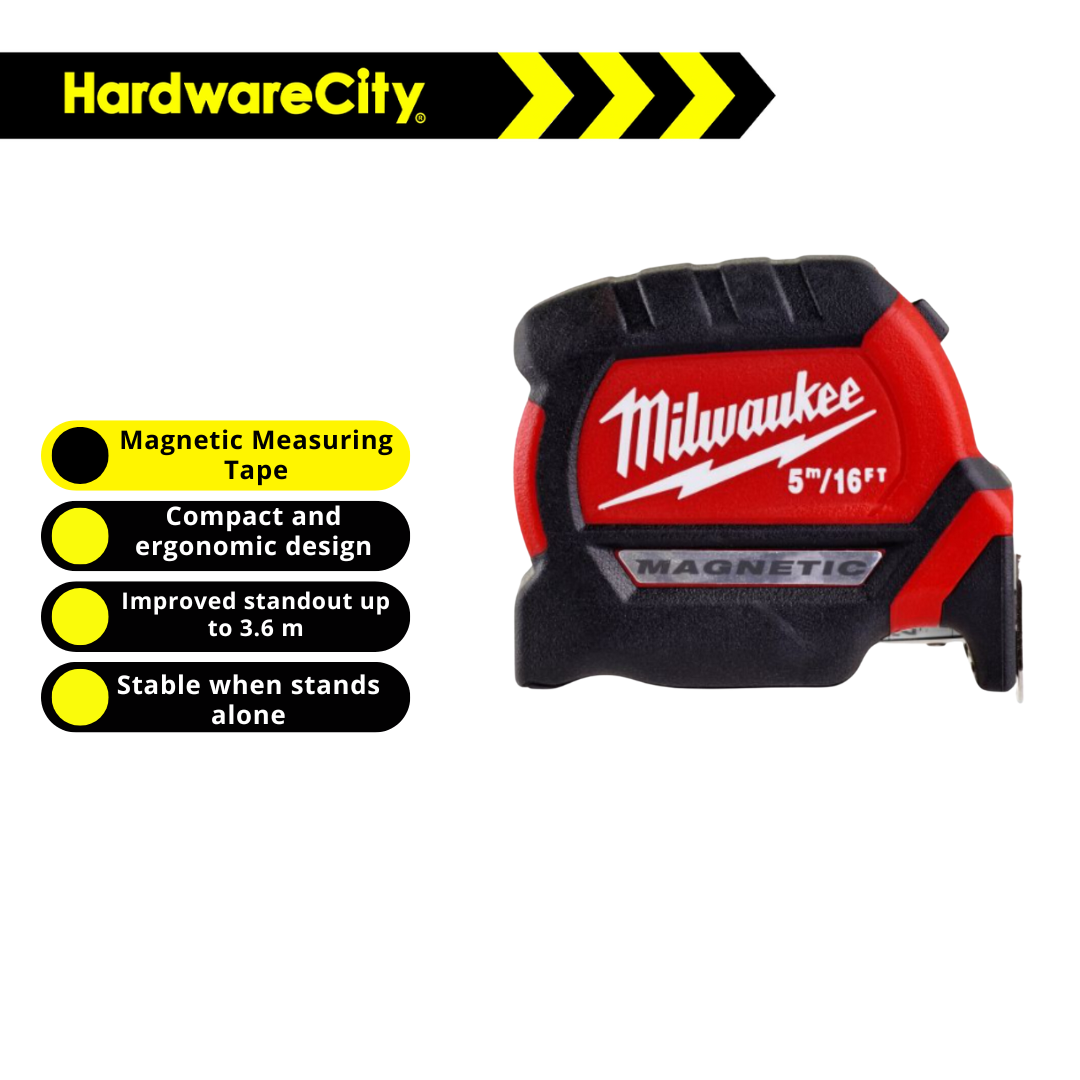 Gallon A Mesurer Milwaukee 5m/16ft 8m/26ft Premium Magnetic Tape