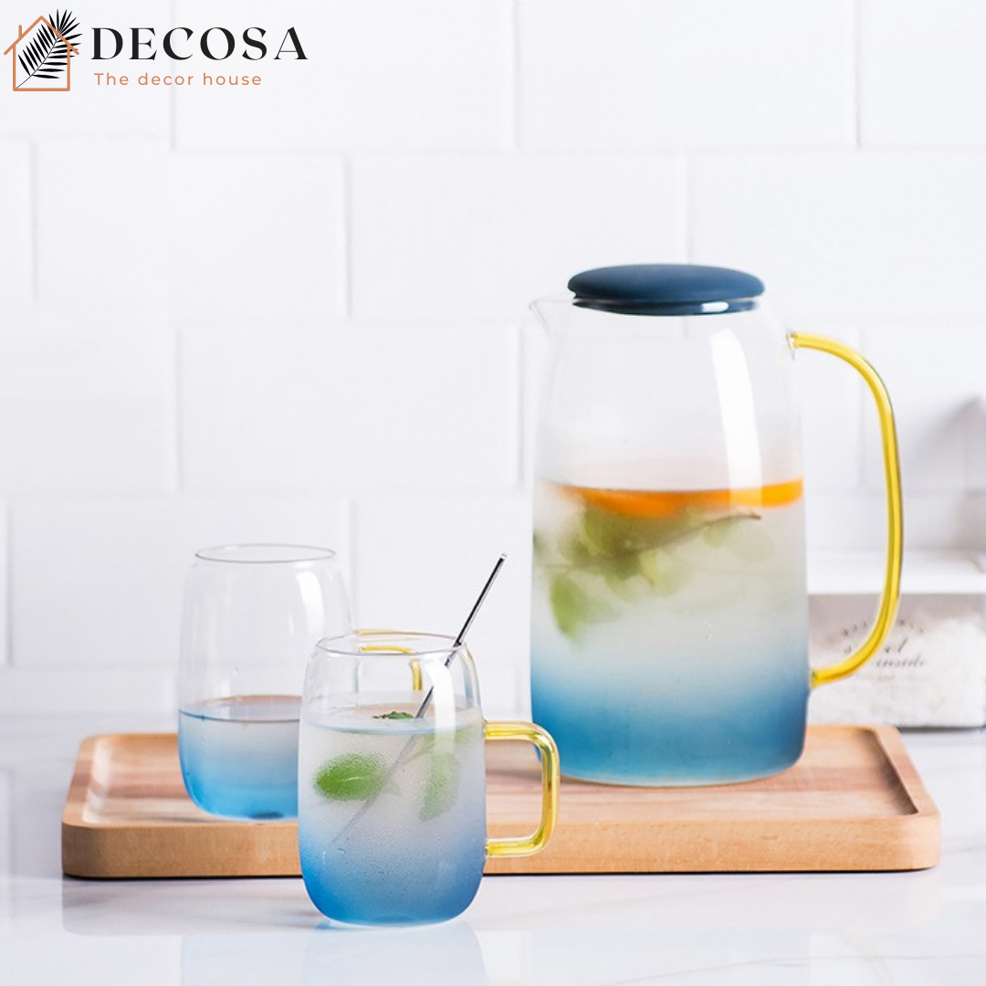 Bình đựng nước thủy tinh cao cấp có nắp đậy DECOSA