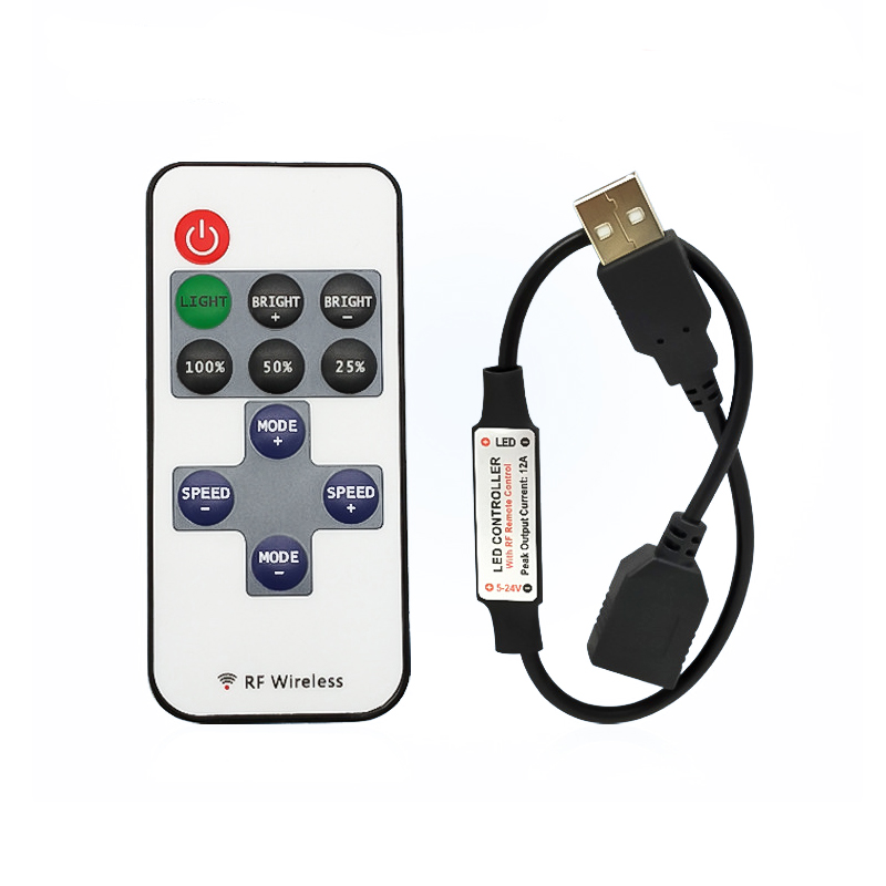 Mini 11keys Rf Wireless Led Remote Controller Led Dimmer Controller For Single Color Strip Dc5-24v Smd5050/3528/5730/3014. 