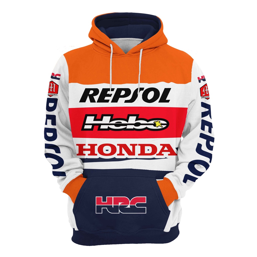 Áo hoodie in hình xe đua motobeker honda 3d màu đỏ mới