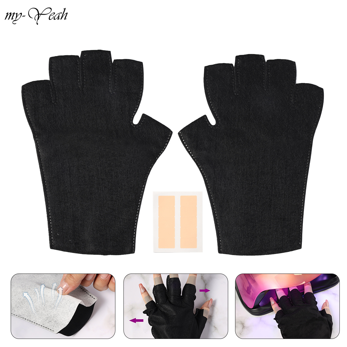 myyeah Nail Art Gloves Protection Fingerless Gloves Anti UV Radiation