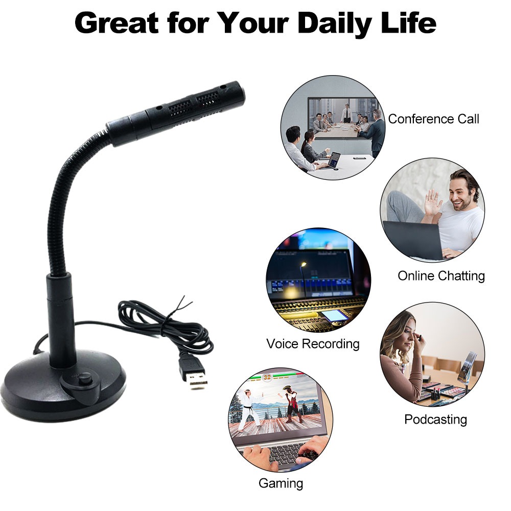 USB Computer Microphone USB Plug High Quality Noise Cancelling Recording Desktop Mic PC Laptop Online Chatting Live Streaming Gaming