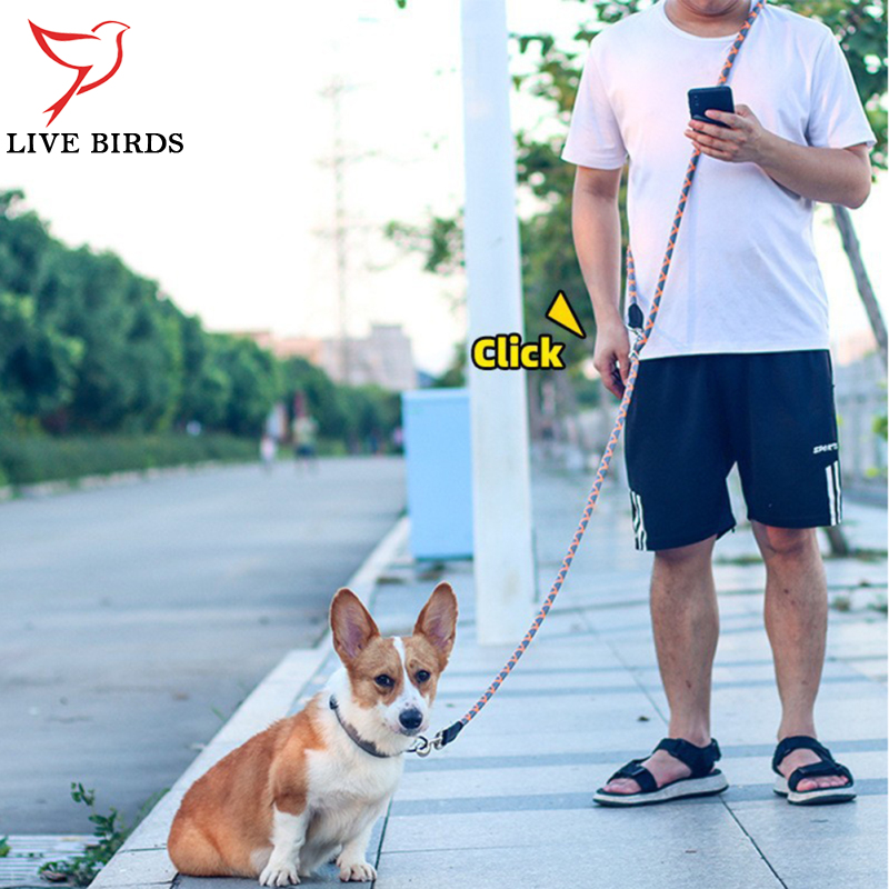 Multifunctional Nylon Double Leash For Dogs Reflective Strip Design Dog Training Leash For Medium Large Dogs