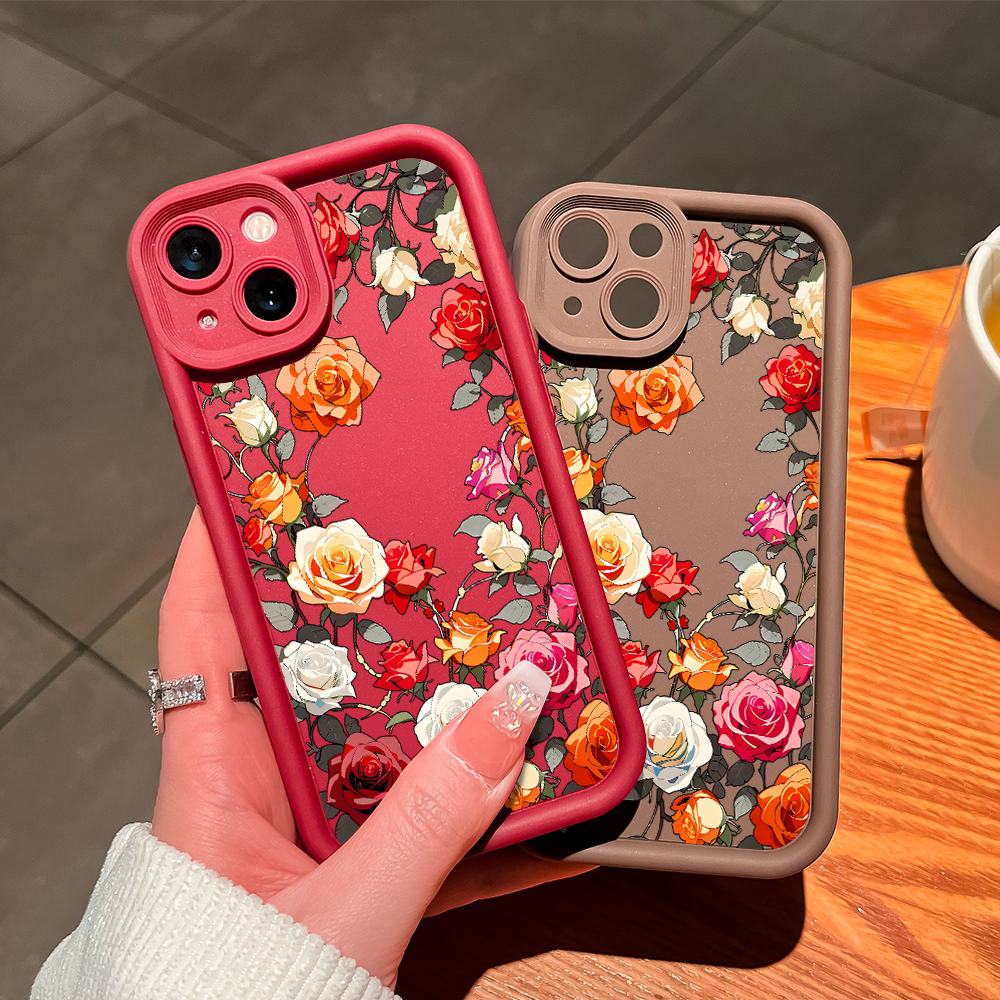 Hontinga for Vivo Y28 4G Back Cover Colorful Rose Pattern Case Ladder Soft Rubber Mobile Phone Cover.
