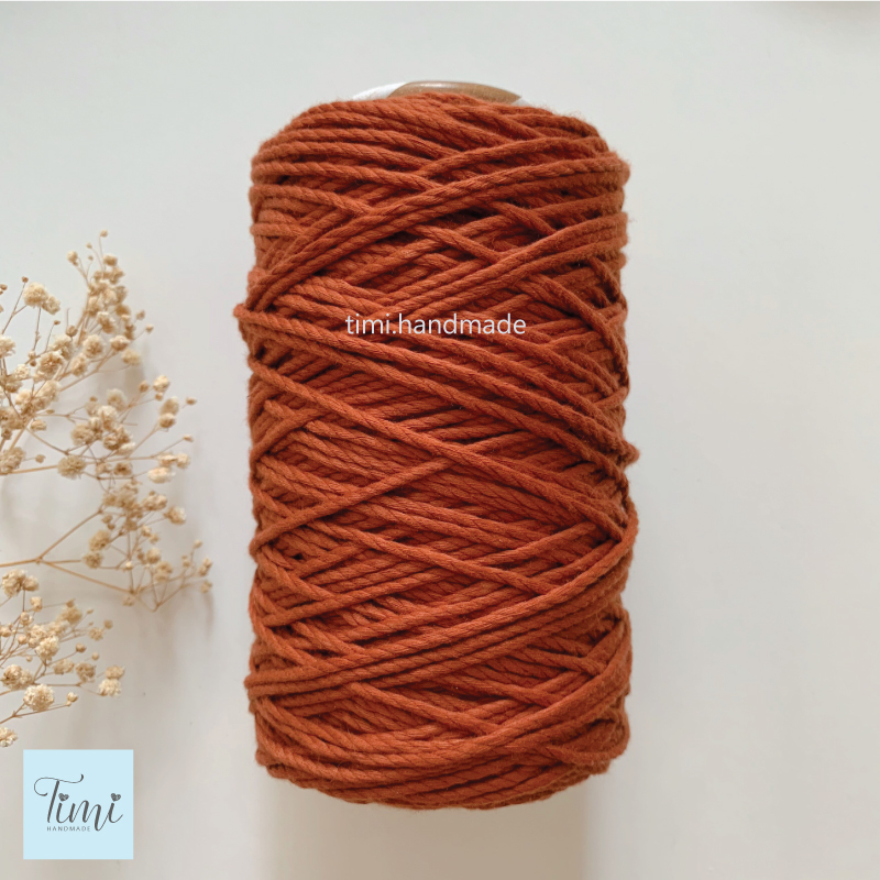 Dây thừng macrame cotton màu NÂU SOCOLA size 3mm/5mm mềm mịn