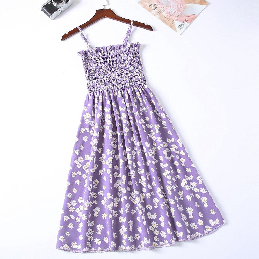 Đầm Hoa Cúc Xếp Ly Hai Dây  - New Thời Trang