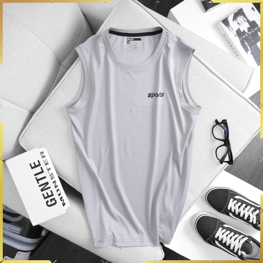 Áo thun ba lỗ thể thao nam chất thun poly màu xám linc fashion