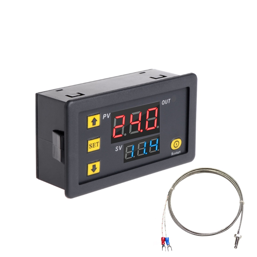 【Sleek】 W3230 AC110-220V/DC5V/DC12V/DC24V K-type thermocouple digital temperature controller -60 ° C~500 ° C red&blue display.