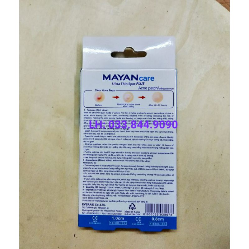 Miếng dán mụn MAYAN Care Xanh 12+8